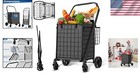 Extra Large Folding Grocery Cart On Wheels - 110 Lbs Capacity  Waterproof Liner