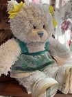 Build A Bear Shaggy Blue 15  Stuffed Plush Teddy Bear Outfit Dress Shoes Bows