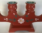 Vintage Hand Painted Wooden Candelabra 7  Tall X 14  Long  Smalandsslojd Sweden 