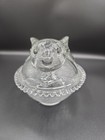 Vintage Clear Pressed Glass Nesting Bunny Rabb8t Candy butter Dish