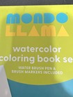 Mondo Llama Watercolor Coloring Book Set Blue 24 Pages Markers Brush Pen Art Kit