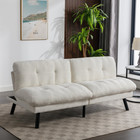 Camden Cozy Futon  Cream Boucle Fabric  Convertible Sofa Bed  Lounger  Couch New