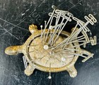 Antique Victorian Gold Colored Turtle Pin Cushion Sewing Needle Holder Pillow