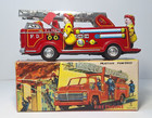Vintage Fire Engine Tin Toy Friction Powered Japan Made W  Box Extending Ladder
