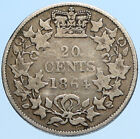 1864 Canada New Brunswick British Uk Queen Victoria Silver 20 Cents Coin I98128