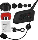 2x V6 Pro Motorcycle Helmet Intercom Bluetooth Headset 6 Riders 1500m Interphone