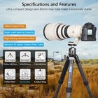 Heavy Duty Tripod Carbon Fiber Travel Camera Tripod 52mm Low Profile Ball Head