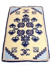 Vintage Rug Hooking Wall Hanging Cream Navy Blue Geometric 54 x34  Carpet