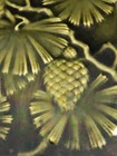 Antique Mintons Tile Pinecones Leaves Iridescent Green Arts Crafts Nouveau