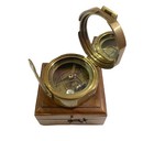 Royal Navy Solid Brass Brunton Compass In Wooden Box maritime Nautical Working