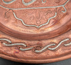 Set Of 2antique Syrian Islamic Copper With Silver Inlay 5 5  Tray Calligraphy