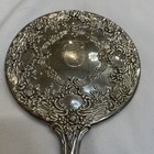 Vintage Victorian Vanity Hand Held Mirror Silver Plate Ornate Floral
