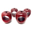 Vintage Red Wood Apple Napkin Rings Set 4 Handmade Farmhouse Primitive Cottage