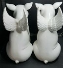 Set Of 2  10  H X 7 5 L X 6  W White Ceramic Pig W  Wings   when Pigs Can Fly  