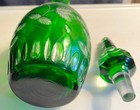 Pair Of Antique Lausitzer Emerald Green Lead Crystal Art Glass Decanters