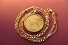 1994 Irish Pony Horse Coin Pendant On A 24  18k Gold Filled 2 4mm Figaro Chain