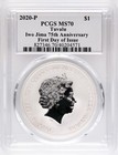 2020  1 Iwo Jima 75th Anniversary 1oz Silver Coin Pcgs Ms70 First Day Of Issue