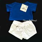 Build-a-bear Babw Surf   Shop Blue Shirt  White Shorts Teddy Clothes Outfit Nwt