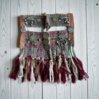 Vintage Bedouin Tribal Veil Face Covering Jordan Coin Beaded Levant Art 12x12