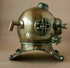 Antique Brass Scuba Marine Diving Divers Helmet Us Navy Mark Full Size 18  Prop