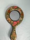 Antique Or Vintage Handprinted Floral  Wood Mirror