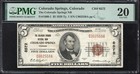 1929  5 Colorado Springs  Co National Banknote Pmg 20 El Paso County 2550-10