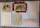 Lot Of 6 Victorian Greeting Cards 1880s Some With Silk Fringe And Double Sided