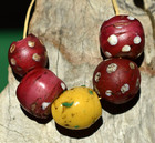 Antique Venetian Red Skunk Eye Beads W  Antique Yellow Green Eye  African Trade