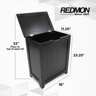 Redmon Country Wainscot Style Clothes Hamper  Laundry Basket With Lid  Black