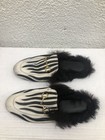Gucci Eu 37 Us 7 J126 Women s Princetown Leather Lamb Fur Zebra Stripe Mules