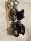 Vintage Antique Victorian Baby White   Black Leather Button Shoes Lot Of 3