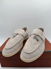 Loro Piana Summer Charm Walk Women   s Eu 39 Pearl Grey Loafer Shoes