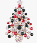 5 Pcs Vintage Crystal Christmas Tree Brooch Pin Jewelry Gift Accessories Woman