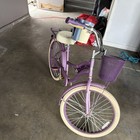 Vintage Purple Cruiser Bike 24in Steel Frame With Basket   Coaster Brake