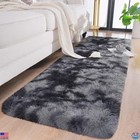 Chicrug Plush Fluffy Runner Rug 2x6ft - Non-shedding Shag Carpet In Grey   Black