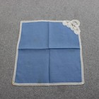 Vintage Cotton Lace Handkerchief Napkin Hankie Embroidered Lot White Blue X 10