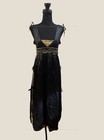 Medium Blue gold Satin  Gothic Dress Medieval Renaissance Homemade Quality
