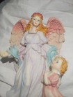 Guardian Angel With Child Figurine Resin Statue Pastel Fairy Wings Religious Vtg