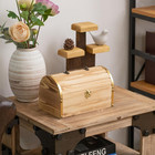 Unfinished Wooden Treasure Chest Arched Lid Gold Metal Accents Front Locking Lat