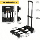 500lb Folding Hand Truck Heavy Duty Dolly Cart 4wheels Extendable Moving Trolley