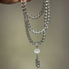 Natural White Crystal 10mm 108 Beads Mala Bracelet Lotus Pendant Unisex Prayer