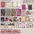 Vintage Scrapbooking Supplies Kit  185pcs Junk Journal Kit With Scrapbook Paper