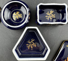 Set   of   3   limoges   style   cobalt   blue   porcelain   trinket   boxes    Gold   courting   scenes