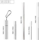 Reusable Drinking Straw Stainless Steel Collapsible Adjustable  Silver 