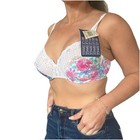 Vintage Lily Of France Floral Print Bra White Lace 34d Nwt Deadstock  80s 90s