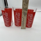 3-coca Cola Tumbler Drinking Glass Red With White Lettering 8 Oz Made In France