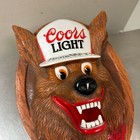 Vtg Coors Light Beer Wolf 3-d Plastic Plaque Sign Bar Pub Man Cave Decor 1987