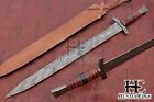 Huntex Handmade Damascus Blade  Cross Guard Hilt Well-balanced Viking Long Sword