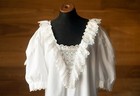 White Cotton Vintage Blouse With Lace For Women  Size Xl  2xl