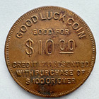 Est  1880 New York City Big G Furniture Works Good Luck Good For  10 Trade Token